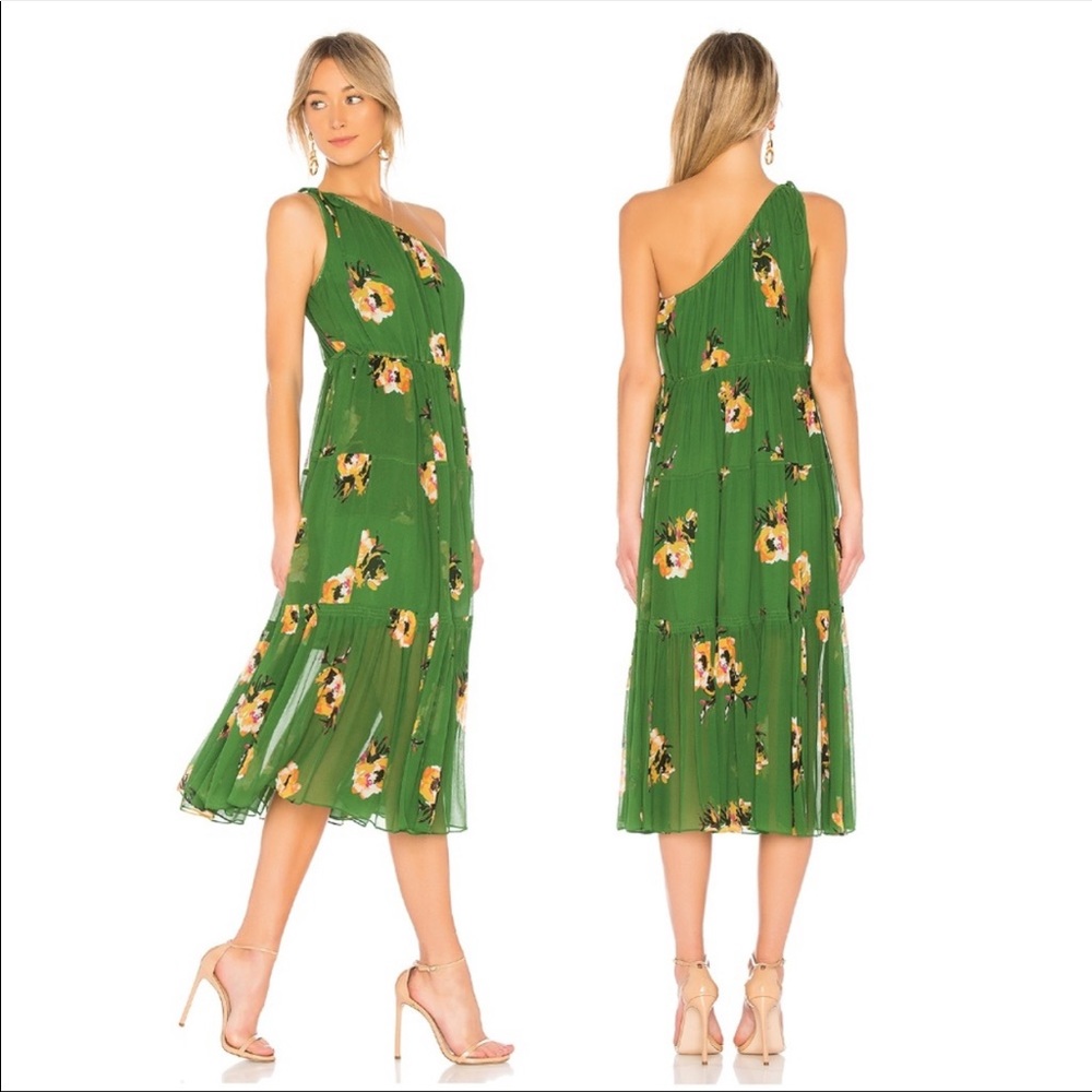 Green Floral Off-the-Shoulder Dress by A.L.C.